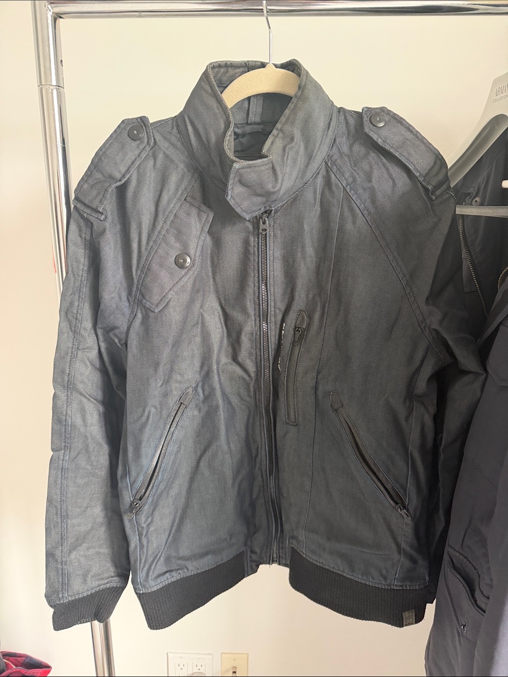 G-Star Black Military Field Jacket with Stand Collar
